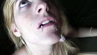Watch as a blonde amateur gets her pussy pounded in front of the camera