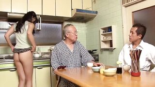 Japanese father and daughter in law have steamy sex